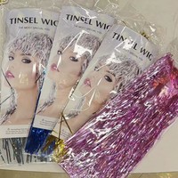 Perruque en soie PET multicolore 33,5 cm pour fête, anniversaire, carnaval, bar, maquillage, bal, décoration de tête