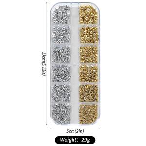 Set de 12 Compartimentos de Adornos para <span class=keywords><strong>Uñas</strong></span> <span class=keywords><strong>con</strong></span> <span class=keywords><strong>Media</strong></span> Perla Dorada y Plateada, <span class=keywords><strong>Luna</strong></span>, Estrellas y Decoraciones Metálicas para Arte de <span class=keywords><strong>Uñas</strong></span> DIY - Product Image 5