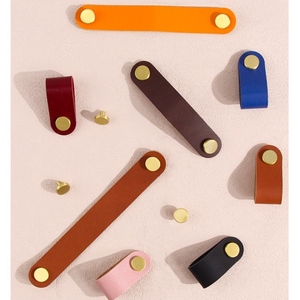 Poignées en <span class=keywords><strong>cuir</strong></span> minimalistes modernes pour porte d'armoire de tiroir <span class=keywords><strong>Bouton</strong></span> en laiton de porte d'armoire américaine pour cuisine chambre à coucher <span class=keywords><strong>commode</strong></span> - Product Image 3