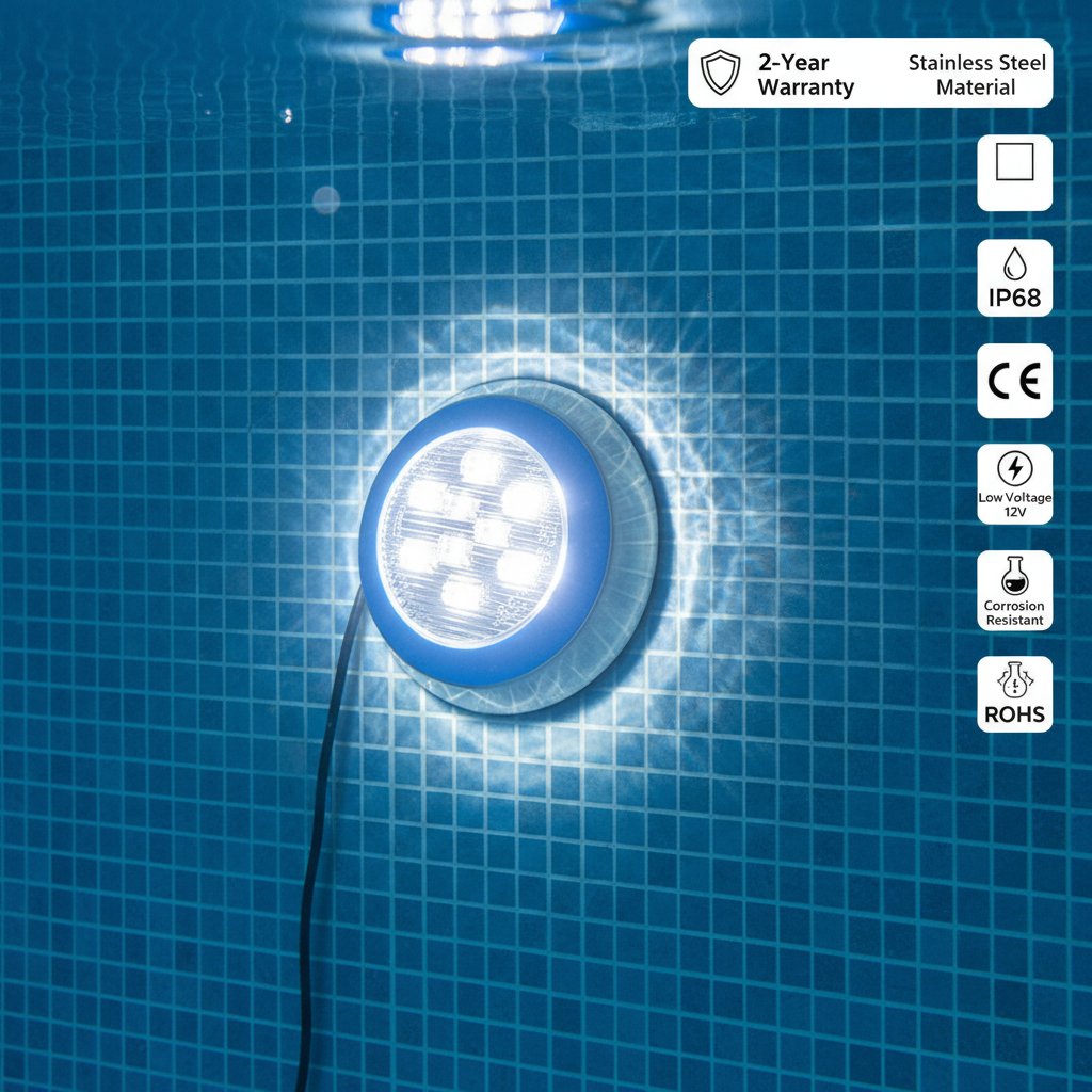 CE Submersible High Lumen 12V Color Changing IP68 Waterproof Stainless Steel Warm White Wall Mounted Led Swimming Pool Light