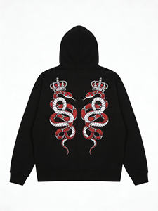 <span class=keywords><strong>Sudadera</strong></span> con Capucha Gótica con Serpiente y Corona - <span class=keywords><strong>Sudadera</strong></span> Negra de Moda Urbana con Estampado de Serpiente Real, Ropa Urbana Gótica de Lujo - Product Image 3