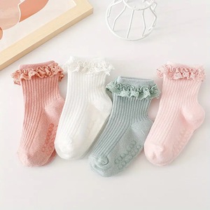 Chaussettes de printemps personnalisées pour enfants Chaussettes mignonnes pour bébés Chaussettes antidérapantes décontractées en coton à volants pour enfants filles - Product Image 6