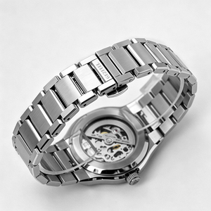 Reloj Mecánico de Cuerda Automática para Hombre, con Caja Irregular de Acero Inoxidable 316, Correa de Acero Inoxidable, Esfera Grabada y Cristal de Zafiro - Product Image 3