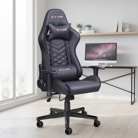 Chaise de jeu moderne avec éclairage RGB professionnel, en cuir PU, avec fonction de massage extensible et design pivotant pour configuration de jeu à domicile