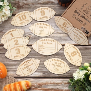 13 cartes photo mensuelles en bois sur le thème du football pour bébé, cartes de croissance mensuelle pour nouveau-né, pour le 1er anniversaire et les fêtes de naissance - Product Image 5