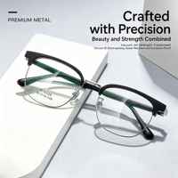 10326 Montures de lunettes en alliage de haute qualité, style rétro, légères, de luxe, plaquées IP sous vide, monture carrée pleine bordure, design sourcil