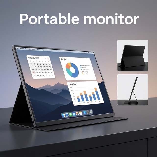16 Inch 165Hz Portable Monitor with 2K IPS Panel Die - Cast Aluminum Housing and Type - C for Gaming Laptop Phone