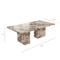 Table à manger en marbre italien Calacatta Viola de Kumusi Furniture Olivia