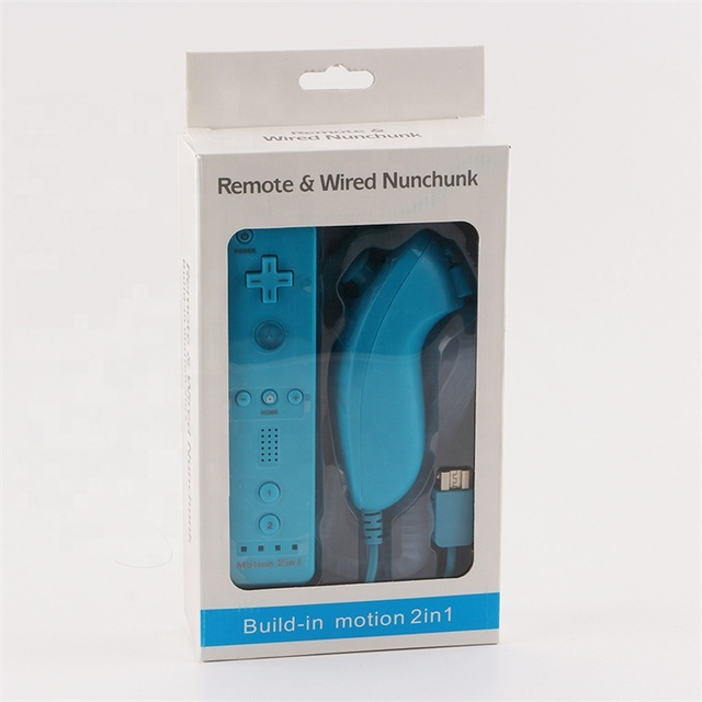 2in1 Wireless Black Remote Controller Built-in Motion Plus W/ Nunchuk Controller for WII