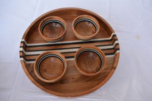 Bộ Bát Gỗ Acacia Kèm Khay, Bát Phục Vụ Bằng Gỗ Chất Lượng Cao Kèm Khay Cho Nhà Khách Sạn Và Nhà Hàng - Product Image 6