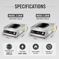 Cuisinière à induction concave commerciale 3,5 kW 6 kW pour restaurants, stands de restauration, traiteurs et revendeurs d'équipements de cuisine
