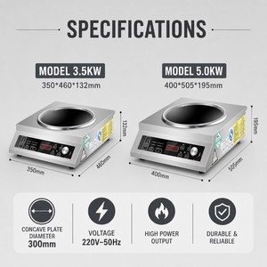 Commercial Concave Induction Wok Cooker 3.5kW 6kW for Restaurants Food Stalls Catering and Kitchen Equipment Dealers - Product Image 2