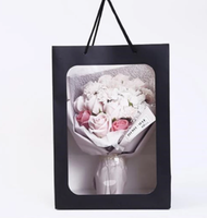 Emballage pour fleurs, papier couché transparent, sac cadeau pour bouquet avec poignée en corde de coton, biodégradable, design luxueux