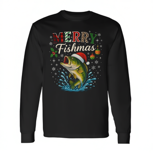 Camiseta de manga larga Merry Fishmas Santa Fishing Christmas - Product Image 2