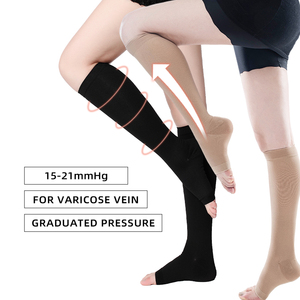 <span class=keywords><strong>Bas</strong></span> médicaux en nylon à bout ouvert, <span class=keywords><strong>bas</strong></span> de contention en spandex, <span class=keywords><strong>bas</strong></span> de compression noirs, hauteur genou, 15-20 mmHg - Product Image 6