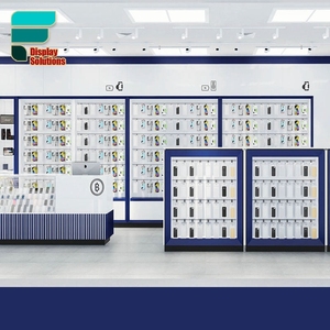 Centre commercial, magasin de réparation de téléphones portables en bois, meubles de vitrine, design d'intérieur de magasin de téléphones portables - Product Image 1