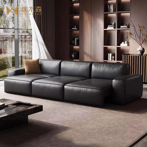 Sofá Eléctrico de Cuero Minimalista Italiano, Sofá Cama Retráctil Automático Ajustable de Línea Recta para Sala de Estar - Product Image 3