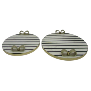 Vassoio Decorativo Ovale con Finitura in Marmo Bianco e Nero a Strisce per Tavolino da Caffè, Centrotavola, Comodino, Bagno e Vanità - Product Image 1