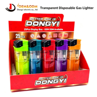 Briquet Électrique Jetable Transparent 25 Pièces Boîte de Présentation OEM Logo Personnalisé Briquet en Plastique Vente en Gros