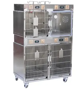 Çin yapılan veteriner ekipmanları tıbbi terapi kafes ICU oksijen hayvan pet köpek kedi 304 paslanmaz çelik yoğun bakım oksijen veteriner kafes