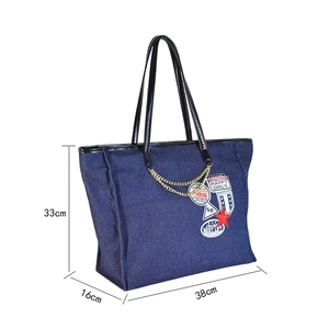 Sacs fourre-tout en jean vintage personnalisés pour filles, fabriqués en usine au Vietnam, sacs à main haute couture - Product Image 5