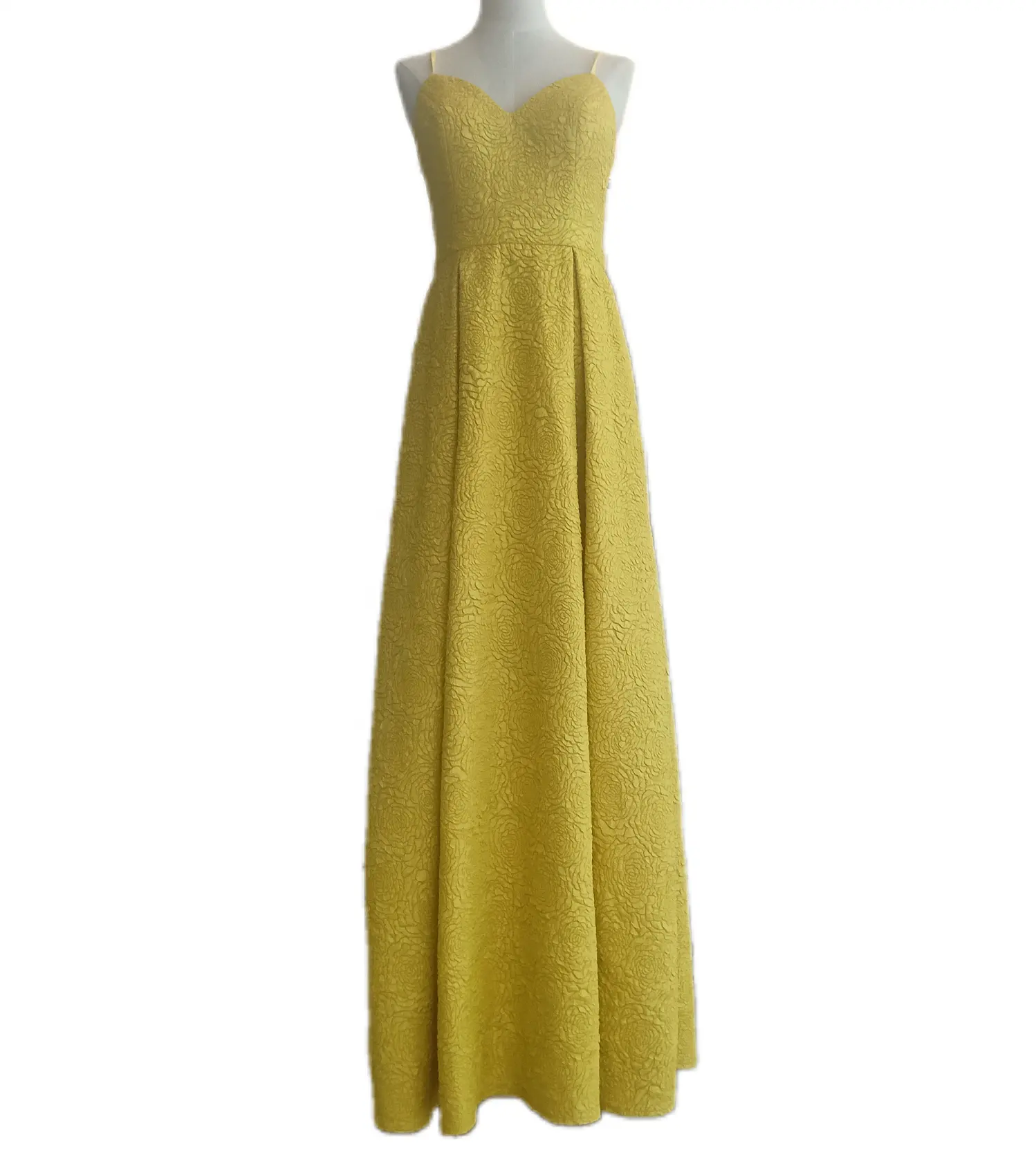 라인 맥시 길이 드레스를 기쁘게하는 여성 레몬 컬러 자카드 직물