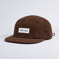 Casquette de baseball 5 panneaux en velours côtelé personnalisée, style 60, avec visière courbée et patch logo décontracté, couleur unie, fournisseur en gros