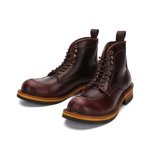 New Men's Winter-<b>Spring</b> Vintage Outdoor Work <b>Boots</b> Made of Genuine Leather with Laces Ankle Height and Cowhide for Trekking - Product Image 4