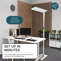 Lampe sur pied LED moderne à CRI98 élevé pour bureau, 60W, avec capteur tactile, intensité réglable, hauteur ajustable, sans scintillement