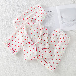 कस्टम मिठाई लक्जरी 100% कपास पजामा के घर में लड़कियों की पायजामा के घर को आरामदायक टर्न-डाउन कॉलर पजामा की महिला स्लीवेअर - Product Image 2