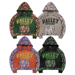 Felpa con Cappuccio da Uomo in Pile di Alta Qualità con Grafica Serigrafata, Design Antivento con Patta, Motivi a Stelle Stampati - Product Image 1