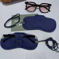 Étui à lunettes en cuir PU avec cordon de cou, pochette de protection portable pour lunettes, sac de rangement de luxe pour lunettes de voyage – Offre Spéciale