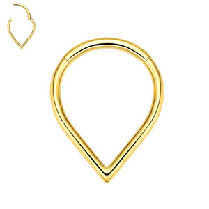 Anillo de Septum en Forma de Lágrima de Titanio G23 con Ópalo y Circonita Cúbica, Aro Clicker para Perforaciones de Nariz y Oreja |   Joyas Corporales Articuladas Sin Costuras - Product Image 5