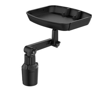 โต๊ะวางเครื่องดื่มแบบพับได้ปรับได้พร้อมที่ยึดโทรศัพท์โต๊ะอาหารในรถสำหรับถ้วยเครื่องดื่มขวดหมุนได้ - Product Image 3