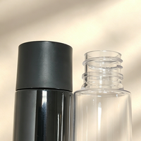 Bouteille de boisson en plastique ronde pour animaux de compagnie avec logo personnalisé, avec bouchon, transparente, jetable, bouteille cosmétique pour soins de la peau