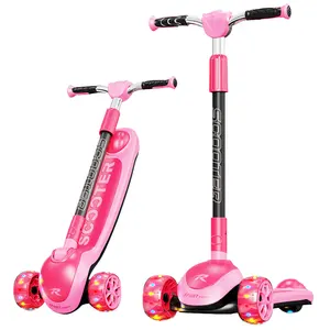 Sport Training Scooter Children Light Up LED PU Kick Scooter Kids 3 Wheels Steel Foldable Kids' Scooters For Child