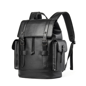 <span class=keywords><strong>Sac</strong></span> <span class=keywords><strong>à</strong></span> <span class=keywords><strong>dos</strong></span> en cuir imperméable adapté aux ordinateurs portables de 15,6 pouces, design vintage avec cordon de serrage - Product Image 1