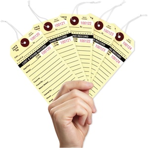 Étiquettes personnalisées pour objets perdus <span class=keywords><strong>et</strong></span> retrouvés avec cordon élastique, imprimées en noir sur papier manila non couché avec numérotation consécutive rouge. - Product Image 3