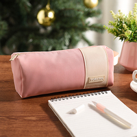 Pochette de papeterie en cuir kawaii personnalisée, étui à crayons multifonctionnel à fermeture éclair pour bureau et école