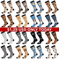 Calcetines de compresión al por mayor con estampado de perros, talla grande, pantorrilla ancha, extra grandes, de soporte graduado, proveedor personalizado