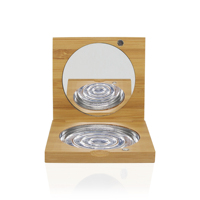 Étui à miroir compact en bambou rechargeable, emballage cosmétique écologique pour poudre, blush, illuminateur, palette de fards à paupières