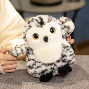 Peluche réaliste hibou rayé noir et blanc, décoration d'intérieur, cadeau pour enfants, jouet en peluche animal - Product Image 5