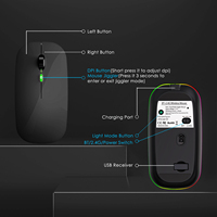 Accessoires d'ordinateur portable double mode rechargeable par USB Souris universelle mince de bureau sans fil pour ordinateur