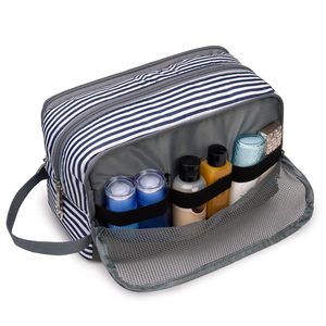 Trousse de toilette de voyage pour <span class=keywords><strong>homme</strong></span>, légère, résistante à l'eau, petite trousse de <span class=keywords><strong>rasage</strong></span>, organiseur de cosmétiques pour salle de bain, rayures bleues - Product Image 4