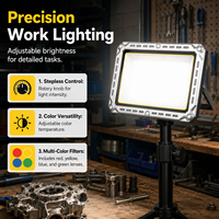 Lampe de travail LED portable étanche W8138-1 avec base magnétique, Type-C, 4000 mAh, 1000+ Lumens pour la réparation automobile, l'atelier, le jardin et l'utilisation routière