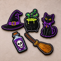 Patch brodé APEX Halloween Sorcière, Logo Personnalisé, Motif de Marque, Broderie 3D en Satin, Patch Brodé de Luxe de Créateur