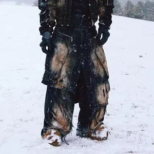 <span class=keywords><strong>Jeans</strong></span> Cargo da <span class=keywords><strong>Uomo</strong></span> Produttore Lavaggio Fango Pesante a <span class=keywords><strong>Vita</strong></span> Doppia Streetwear Taglie Forti con Logo Personalizzato Vestibilità Comoda - Product Image 6