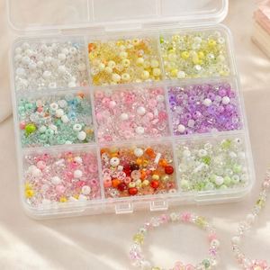 Kit de Cuentas de Vidrio de 4 mm de Colores Variados, 9 Rejillas, Cuentas Redondas Surtidas para Hacer Pulseras, Collares y Joyería - Product Image 3