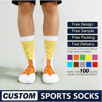 Chaussettes en coton personnalisables pour l'automne et l'hiver, chaussettes mi-mollet à motif animalier, chaussettes mignonnes et tendance, chaussettes longues amusantes, chaussettes de sport créatives