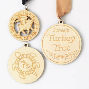 Fabricant vente en gros bois bambou <span class=keywords><strong>gravure</strong></span> impression couleur marathon course médaille de finition médailles en bois personnalisées - Product Image 4